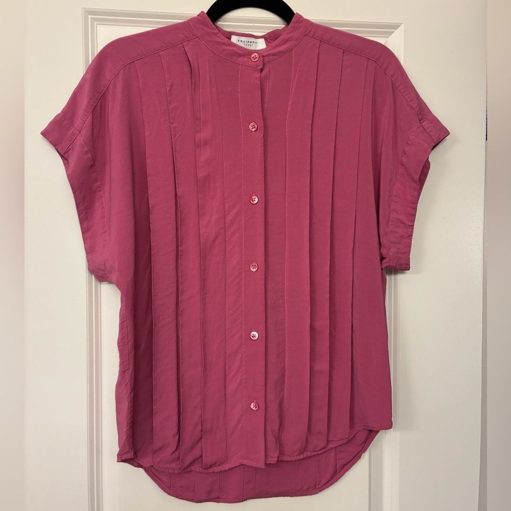 EQUIPMENT Short Sleeve Button Up Blouse Berry Pink Women’s Size Small